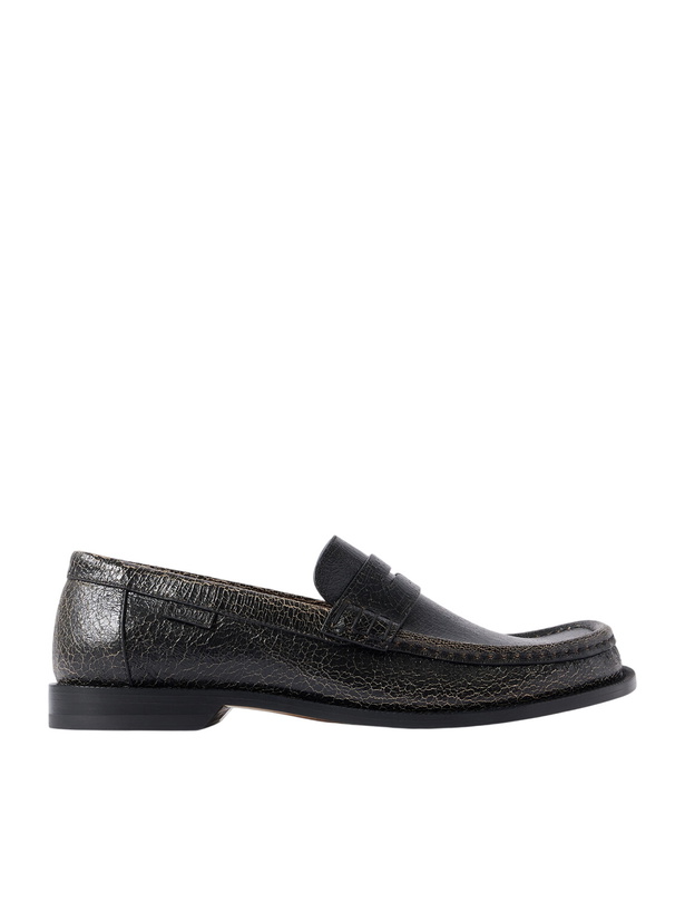 Photo: LOEWE - Campo Cracked-Leather Loafers - Black