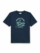 Maison Kitsuné - Logo-Print Cotton-Jersey T-Shirt - Blue