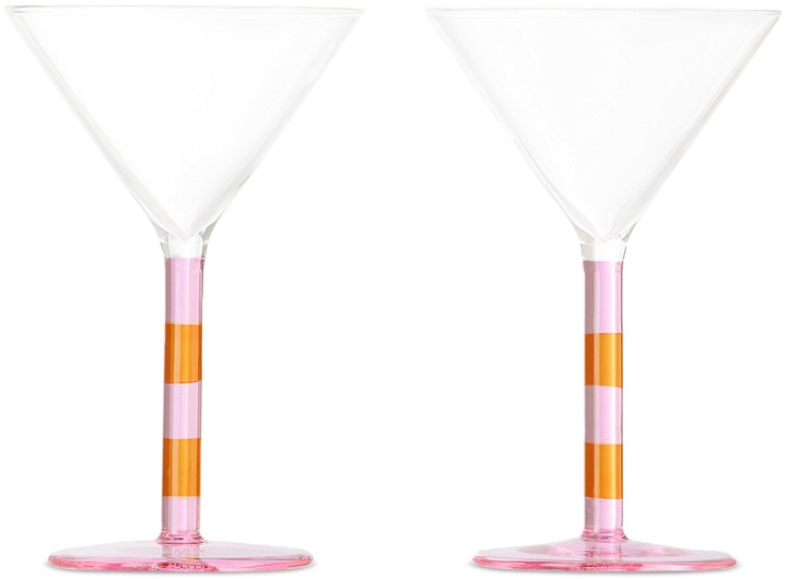 Photo: Fazeek Pink & Orange Striped Martini Glasses Set