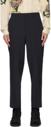 Dries Van Noten Navy Creased Trousers