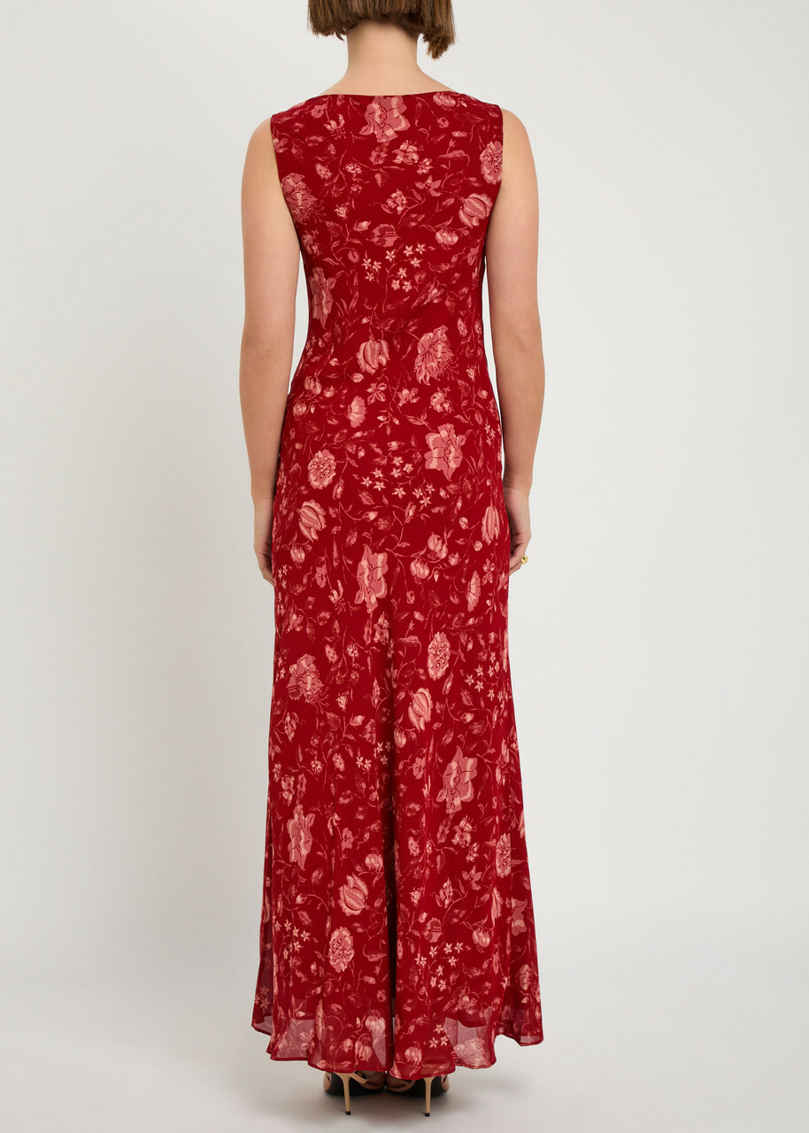 Reformation Prescott Floral-print Chiffon Maxi Dress Red