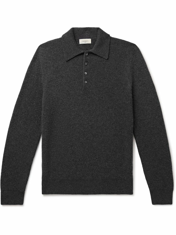 Photo: PIACENZA 1733 - Slim-Fit Ribbed Cashmere Polo Shirt - Gray
