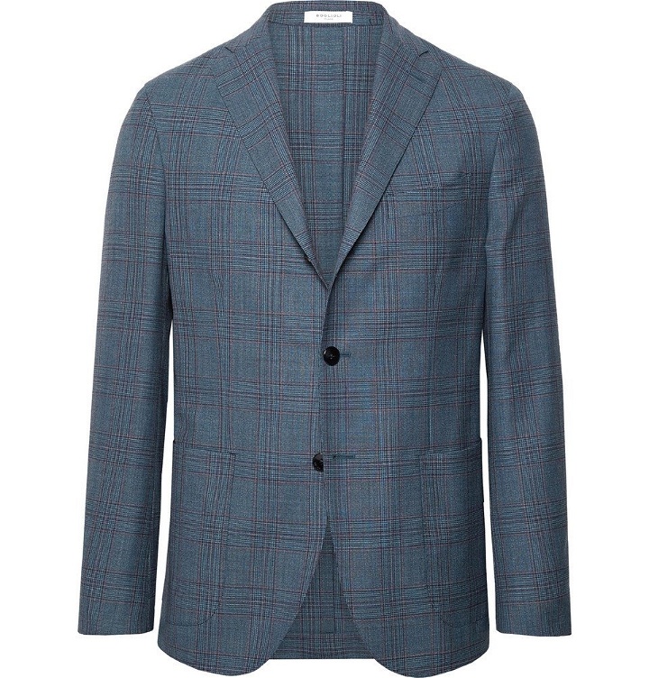 Photo: Boglioli - Blue K-Jacket Slim-Fit Unstructured Prince of Wales Checked Wool Blazer - Men - Blue