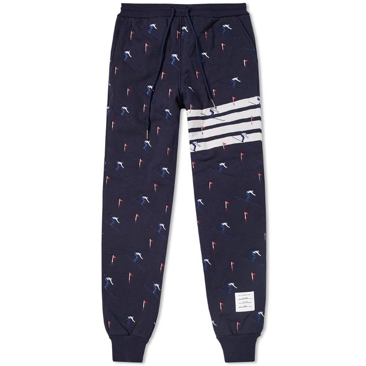 Photo: Thom Browne Skier Embroidery Quilted Sweatpant Blue