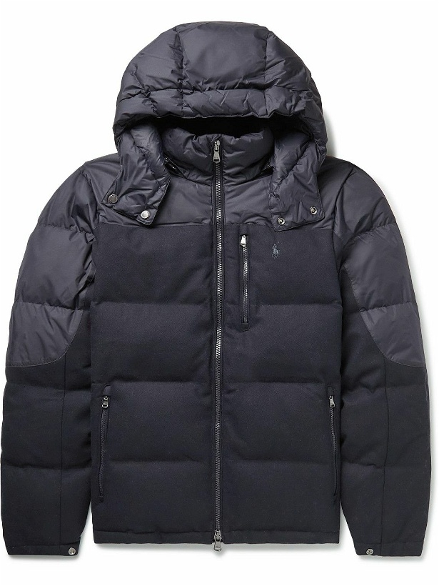 Photo: Polo Ralph Lauren - Quilted Wool-Blend Twill and Ripstop Down Hooded Jacket - Blue