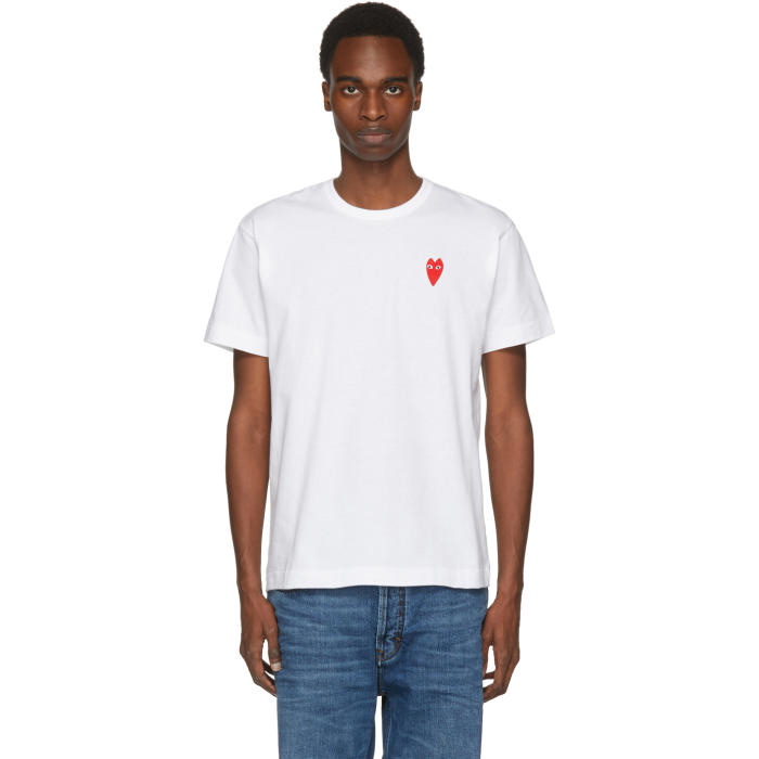 Photo: Comme des Garçons White Long Heart Face T-Shirt