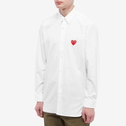 Comme des Garçons Play Men's Red Heart Basic Shirt in White/Red