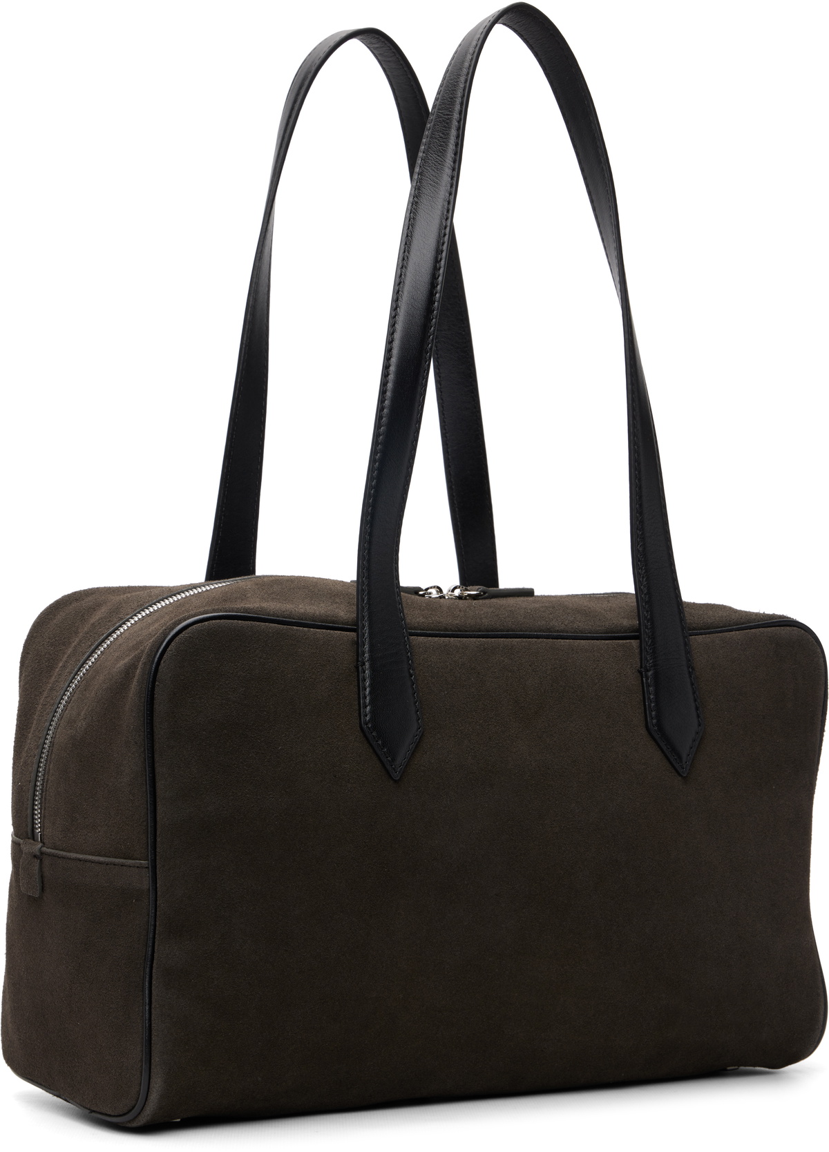 TONYWACK Brown Leather Trim Suede Square Valise Tote