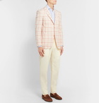 Richard James - Ivory Checked Linen, Wool and Silk-Blend Blazer - Coral