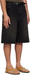 WOOYOUNGMI Black Belted Denim Shorts