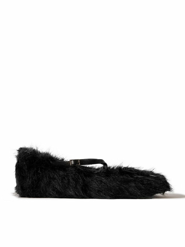 Photo: Simone Rocha - Leather-Trimmed Faux Fur Loafers - Black