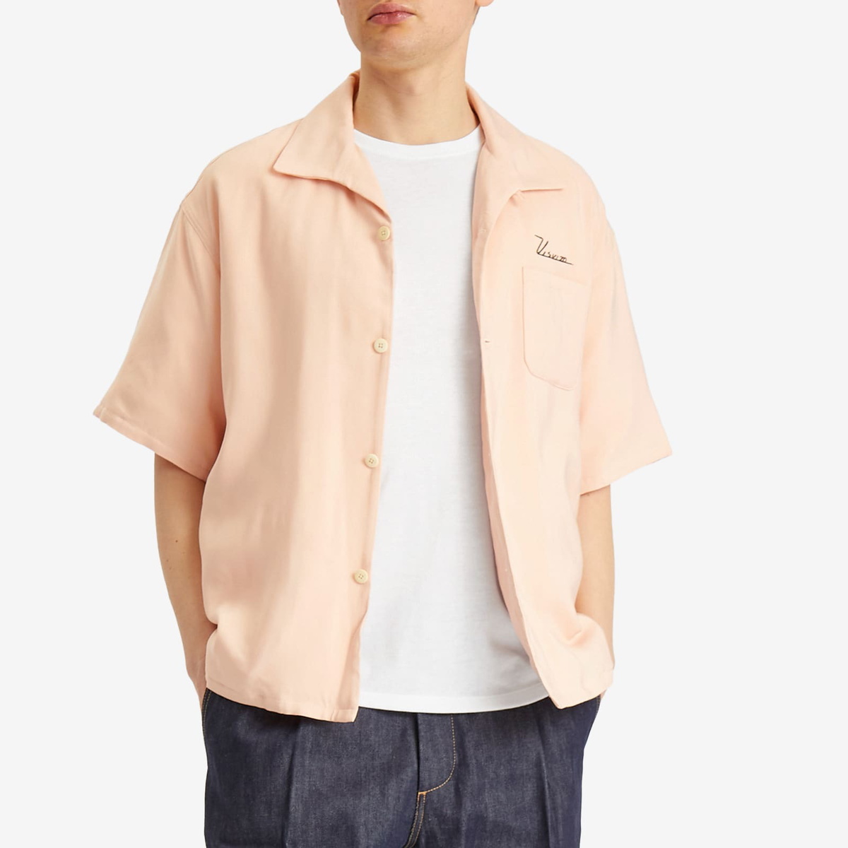 Visvim Men's Grayson Down Short Sleeve Shirt in Pink Visvim