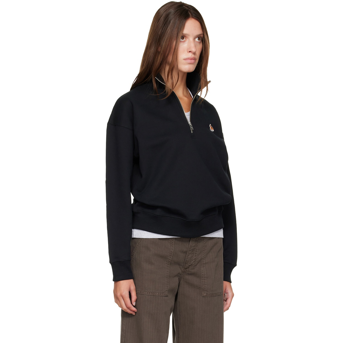 Maison Kitsuné Black Baby Fox Half Zipped Sweatshirt