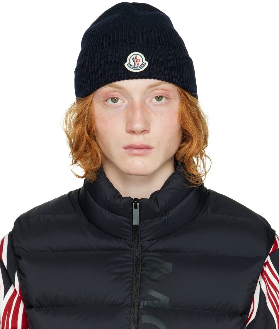 Moncler Navy Virgin Wool Beanie Moncler