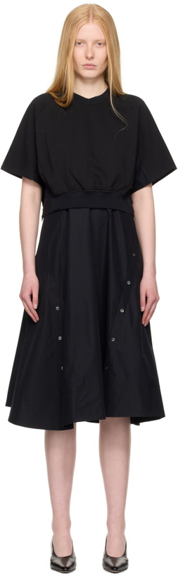 Photo: 3.1 Phillip Lim Black Short Sleeve French Terry Combo Midi Dress