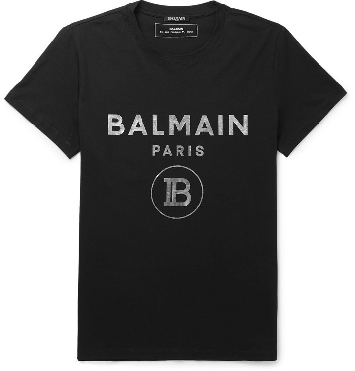 Photo: Balmain - Slim-Fit Logo-Print Cotton-Jersey T-Shirt - Black