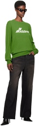 We11done Green Jacquard Sweater