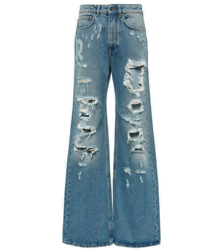 Photo: Rabanne Distressed high-rise wide-leg jeans