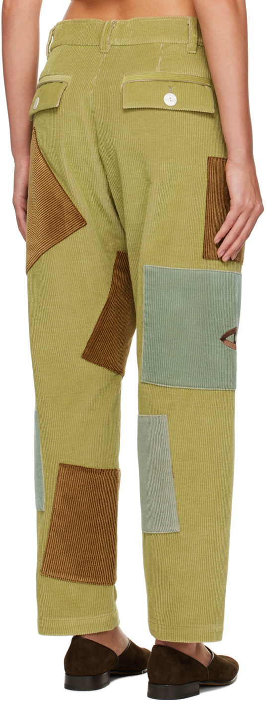 The Elder Statesman Green Patch Trousers