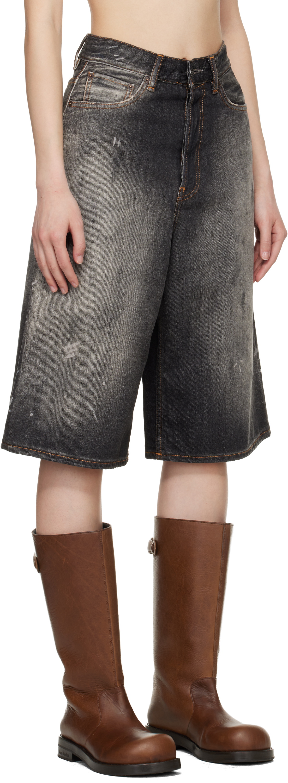Acne Studios Black Loose Fit Denim Shorts