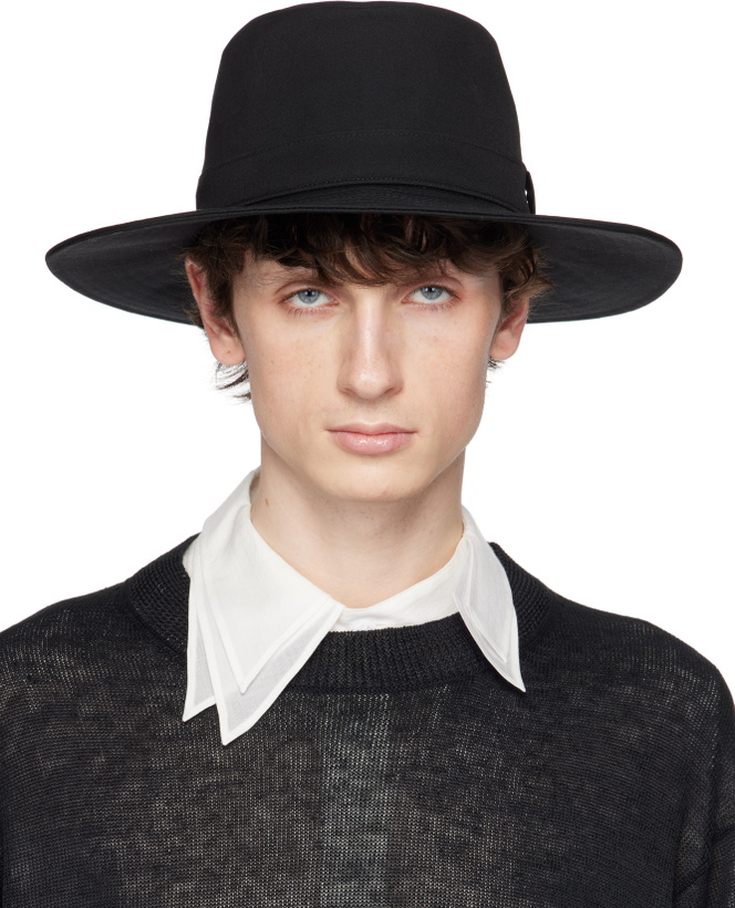 Photo: YOHJI YAMAMOTO Black Wool Gabardine Wide Middle Brim Hat