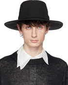 YOHJI YAMAMOTO Black Wool Gabardine Wide Middle Brim Hat