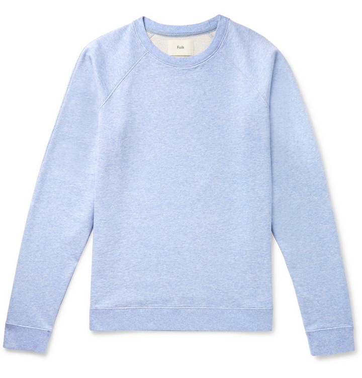 Photo: Folk - Rivet Mélange Loopback Cotton-Jersey Sweatshirt - Men - Light blue