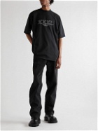 Balenciaga - Embro Oversized Logo-Embroidered Cotton-Jersey T-Shirt - Black