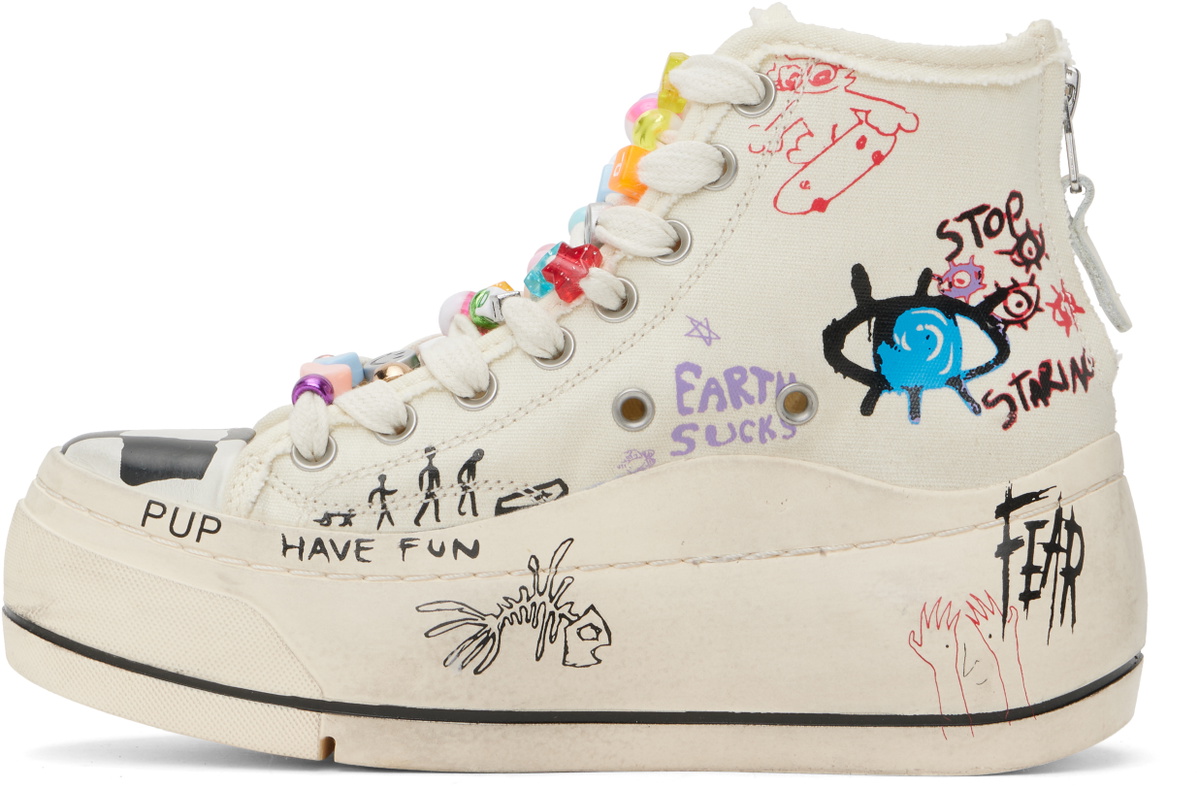 R13 Off-White Kurt High Top Sneakers