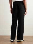 AMI PARIS - Flared Belted Cotton-Twill Trousers - Black