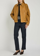 Nour Hammour Dalma Grained Leather Jacket Light Brown