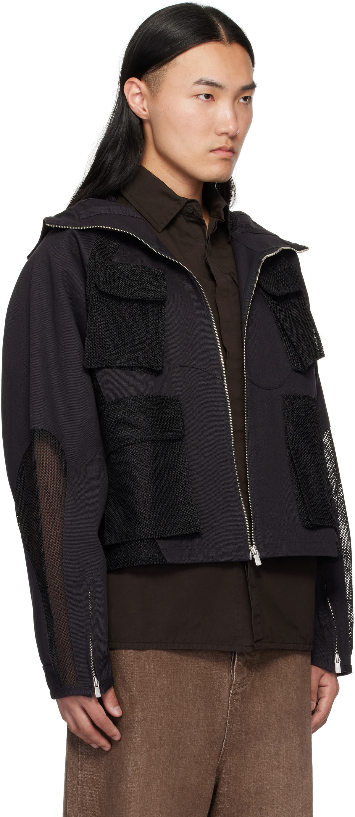 FFFPOSTALSERVICE Black Aire Multi Mesh Pocket Jacket