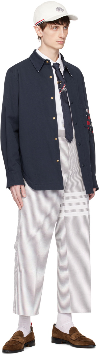 Chemise Thom Browne Oxford à Rayures - Taille 1 - Blanc Et Gris - 4 Barres - Neuf Sans étiquettes