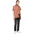 R13 Red Plaid Oversized Cut-Off Shirt