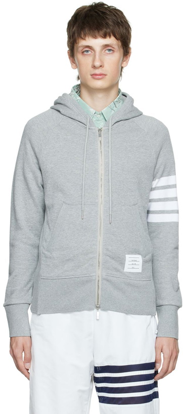 Photo: Thom Browne Gray 4-Bar Hoodie