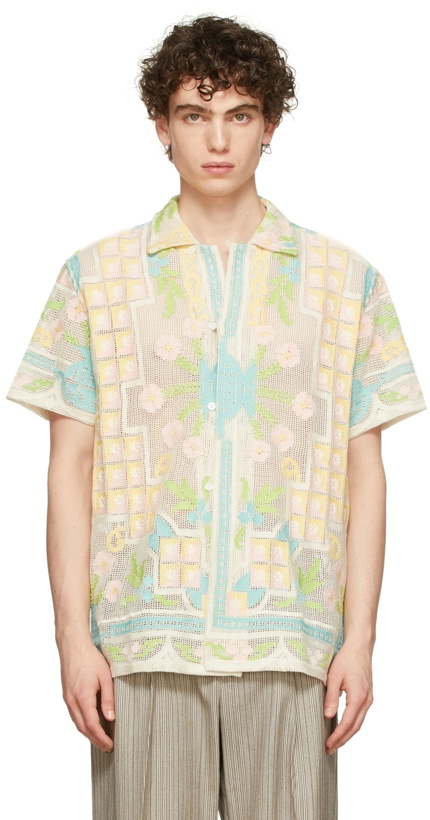 Photo: Bode White Embroidered Filet Garden Shirt