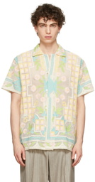 Bode White Embroidered Filet Garden Shirt