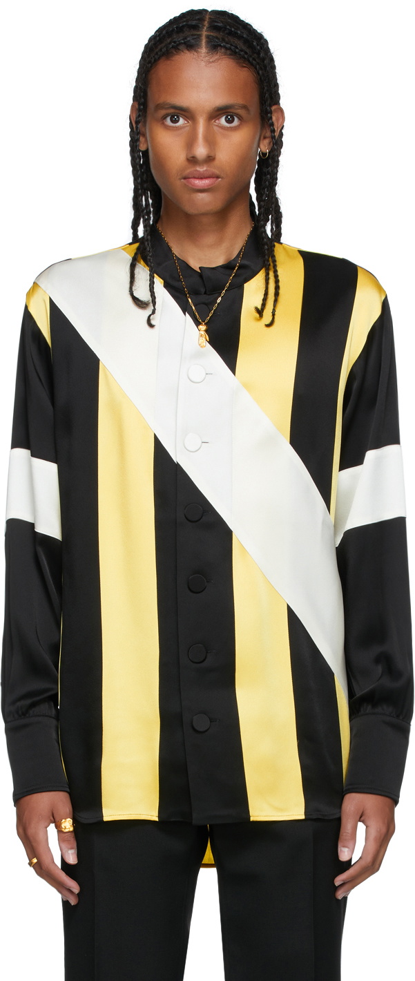 Paneled Jersey Polo Top in Black - Wales Bonner