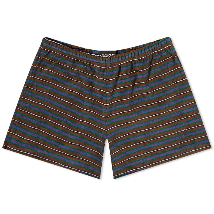 Photo: Howlin by Morrison Women's Howlin' Velour Stripe Safe Short in Brown Mind