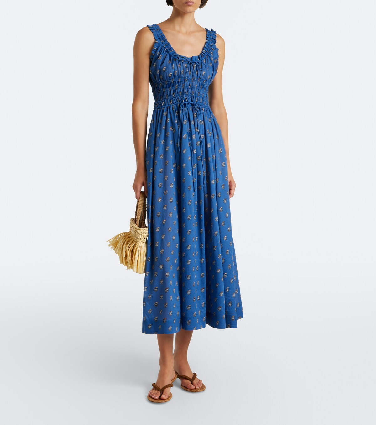 Dôen Emmaretta floral cotton midi dress