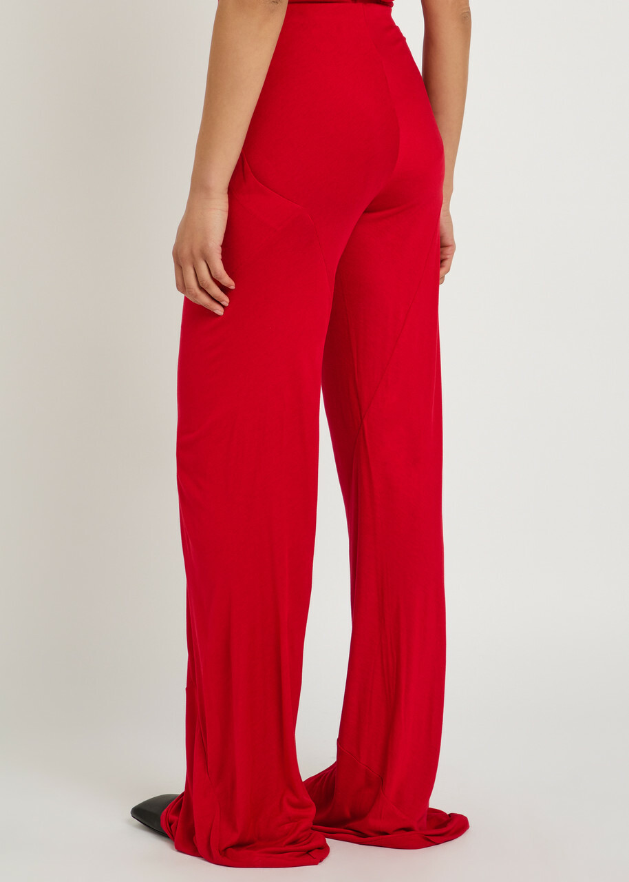 Rick Owens Lilies Bias Fine-knit Trousers Red