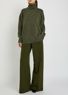 Another Tomorrow Turtle-neck Cashmere and Wool-blend Jumper Dark Green