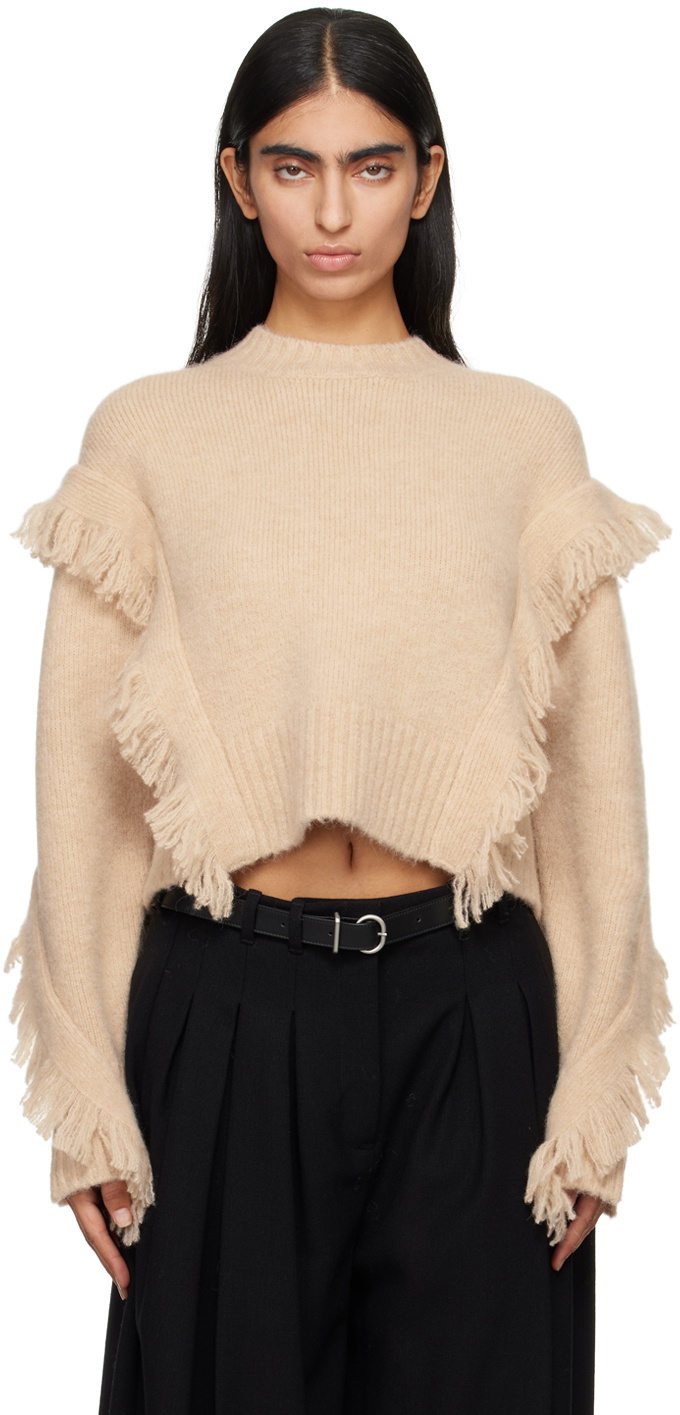 3.1 Phillip Lim Beige Fringe Crewneck Sweater