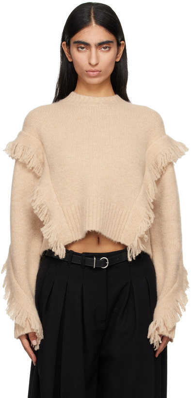 Photo: 3.1 Phillip Lim Beige Fringe Crewneck Sweater