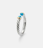 David Yurman Petite Cable sterling silver ring with turquoises