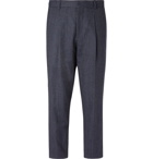 Mr P. - Navy Pleated Prince of Wales Checked Wool and Cotton-Blend Trousers - Men - Navy