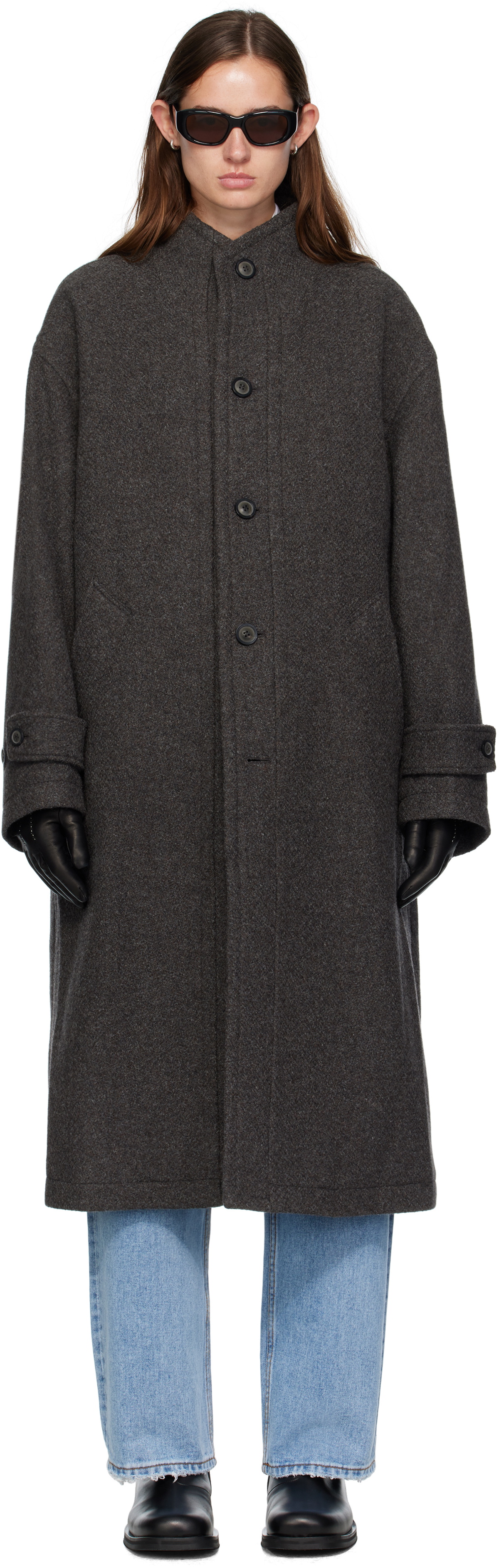 COOR Gray Cashmere High-Neck Coat