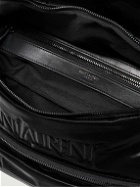 SAINT LAURENT - Logo-Embroidered Glossed-Shell and Canvas Belt Bag