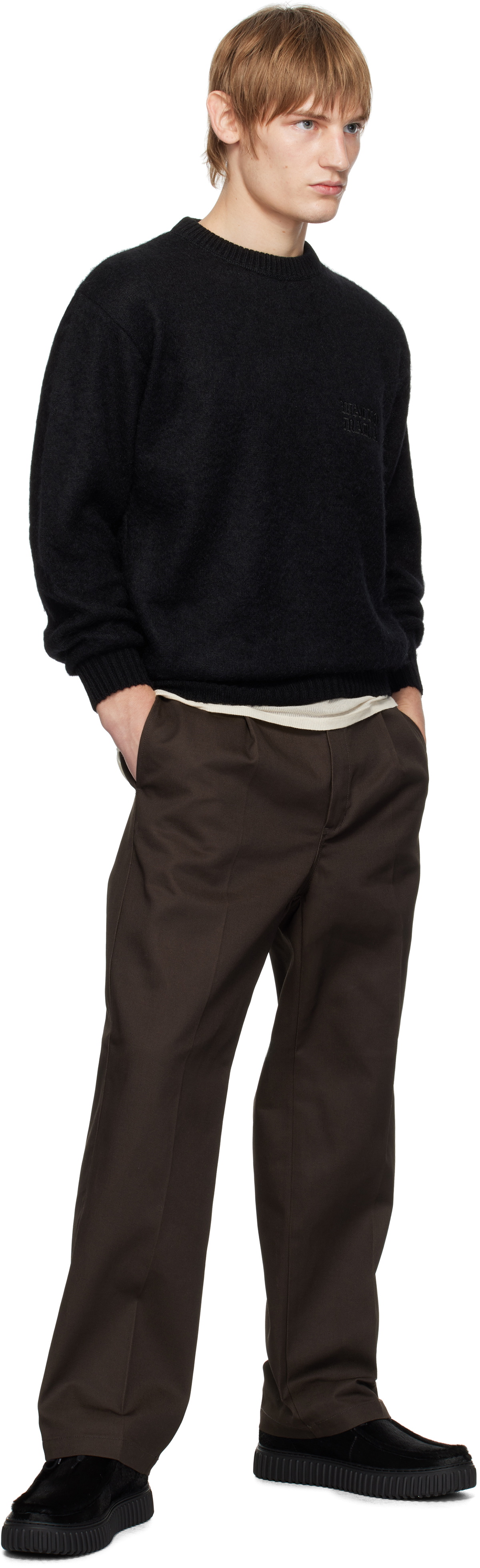 トップス WACKO MARIA MOHAIR CREW NECK SWEATER WACKO MARIA Black Mohair Crew Neck Sweater Wacko Maria