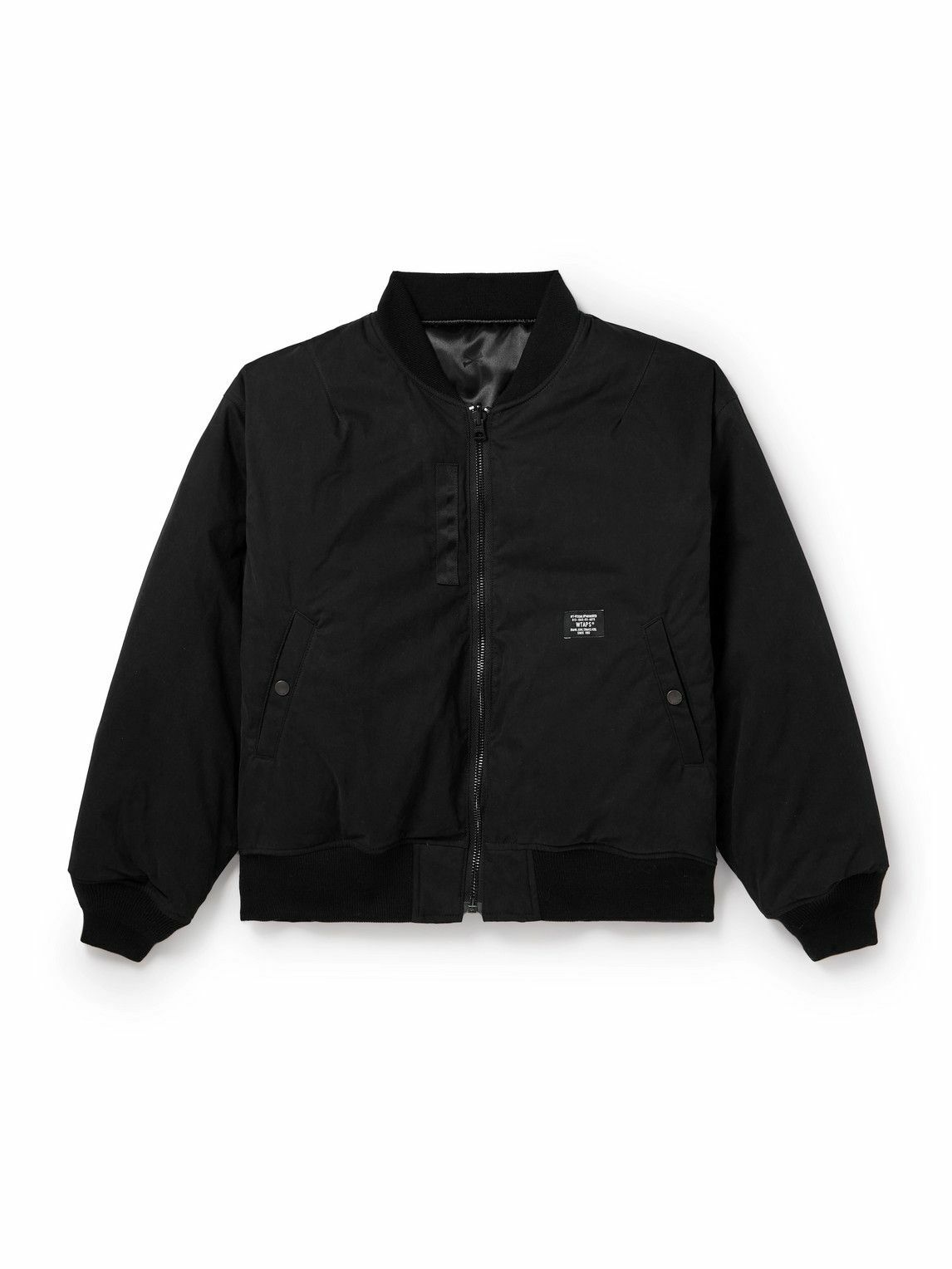 Photo: WTAPS - 08 Logo-Appliquéd Padded Cotton-Blend Shell Bomber Jacket - Black